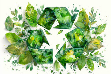翻訳の結果
A symbol of recycling made of green leaves. Concept for ecology and environmental protection. .
