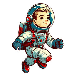 Obraz premium child in astronaut's costume, vector graphic resources with transparent background, occupation that wears uniform
