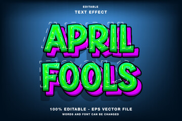 April Fools 3D Cartoon Editable Text Effect Template Style Premium Vector