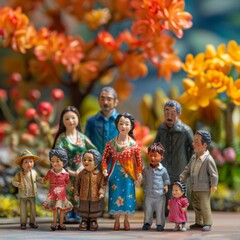 Symbolic Family Bonds: Miniature Figures Representing Generations Together