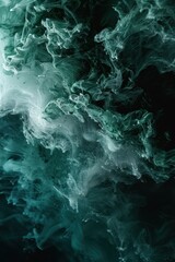 Shiny smoke. Glitter fluid. Ink water. Magic mist. Green color particles texture paint vapor storm wave