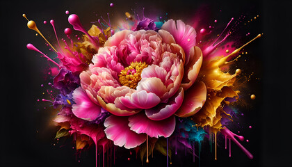 pink and yellow explode flower