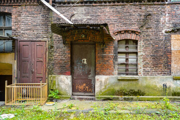 abandoned  bricks buildings facadess  in Katowice