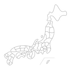 ゆるい線画の日本地図（都道府県ごとに別レイヤー）