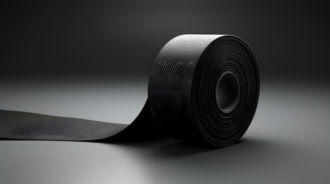 Duct tape roll. Black Adhesive Tape Isolated on White Background. Roll of Electrical Tape