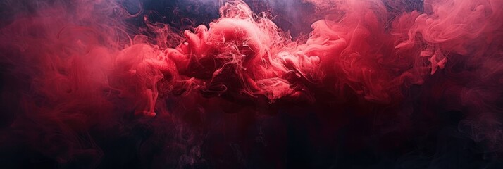Shiny smoke. Glitter fluid. Ink water. Magic mist. Red color particles texture paint vapor storm wave 