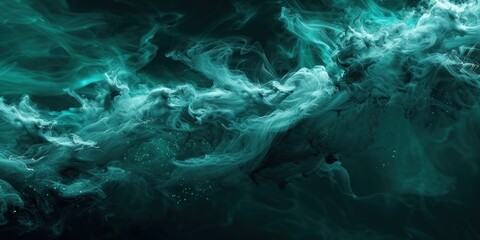 Fototapeta na wymiar Shiny smoke. Glitter fluid. Ink water. Magic mist. Turquoise color particles texture paint vapor storm