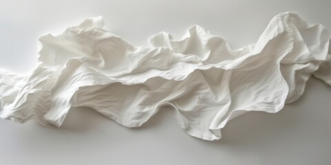Obraz premium A white paper napkin, made from a paper towel, representing a conceptual minimalist sculpture with heavy use of palette knives, playful performance art, and a handscroll on a white background.
