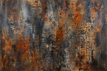 A textured canvas dances with rust and orange hues, a tribute to the beauty of decay and the passage of time.

