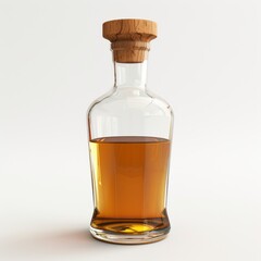 Naklejka na ściany i meble A brown glass bottle with a wooden lid is placed against a white background.
