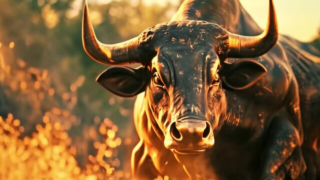 bull on wall street stock market financial concept Generative AI  