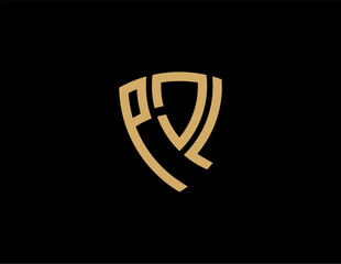 Fototapeta premium PJL creative letter shield logo design vector icon illustration
