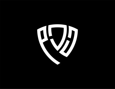 PJJ creative letter shield logo design vector icon illustration