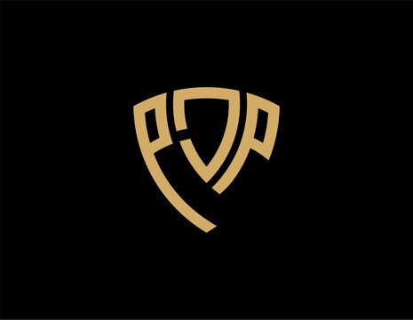 PJP creative letter shield logo design vector icon illustration