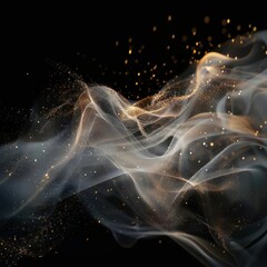 Shiny smoke. Glitter fluid. Ink water. Magic mist. White color particles texture paint vapor storm