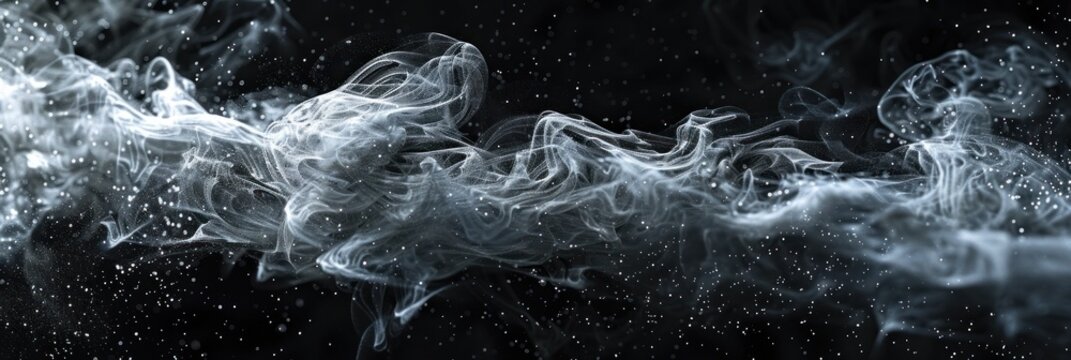 Shiny smoke. Glitter fluid. Ink water. Magic mist. White color particles texture paint vapor storm