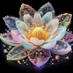 Radiant Bloom: A Symphony of Colors and Textures in Water lily with Generative AI.