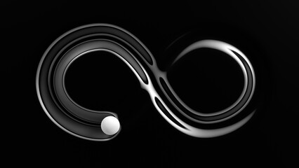 infinity sign also called lemniscate ink liquid flow 3d illustration. can be used to represent oddly satisfying splatter, eternity motion mathematics or a never ending cycle