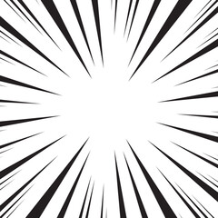 Comic burst background. Halftone effect. Abstract radial, convergent lines. Explosion, radiation, zoom, visual effect. Sun or star rays for Comic Books in pop art style.	