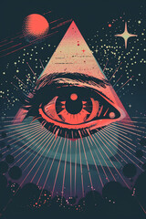 "Sacred Gaze: All-Seeing Eye Atop the Pyramid - Ancient Symbolism, Mystical Icon, Illuminated Vision, Esoteric Knowledge