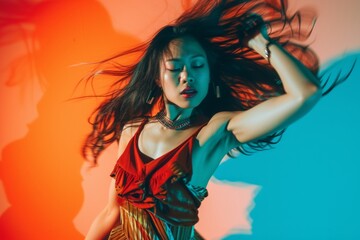 Professional Photography of an Asian Top Model in a Music-Inspired Photoshoot, Generative AI