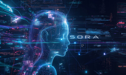 Naklejka na ściany i meble Conceptual Illustration of Sora, OpenAI's Text-to-Video AI