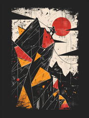 abstract illustration of a climber, vector, t-shirt design