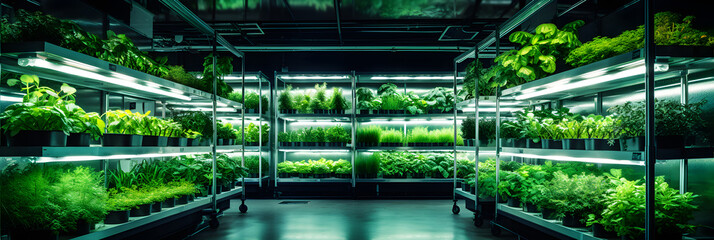 Innovative Hydroponic Indoor Garden Showcasing Genetically Superior Plants - obrazy, fototapety, plakaty