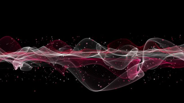 Powerful video animation with wave object and glitter particles in slow motion, 4096x2304 loop 4K