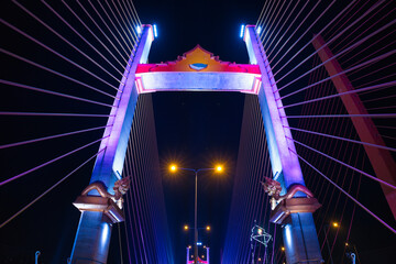 新ラマ9世橋の夜景　New rama 9 bridge　สะพานคู่ขนานสะพานพระราม9