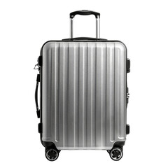 Fototapeta premium Travel gray suitcase, luggage isolated on transparent background, cut out, png