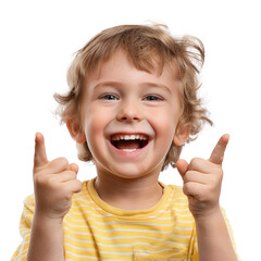 Primary school smiling boy isolated on transparent background, cut out, png
