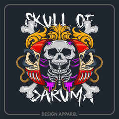 Skull of Daruma Illustration T Shirt and Apparel Printing Design