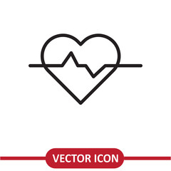 Heartbeat vector icon, flat simple illustration on white background..eps