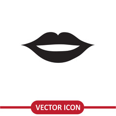 Lips of female icon, sexy mouth sign flat illustration on white background..eps