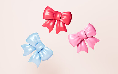 Cartoon bowknot model, 3d rendering.