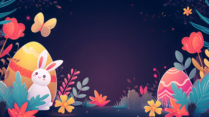 Obraz na płótnie Canvas Easter day illustration on dark background with copy space