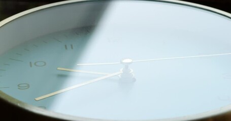 4K footage Close-up Front view Time-lapse, wall clock turning according to time 9 o'clock.