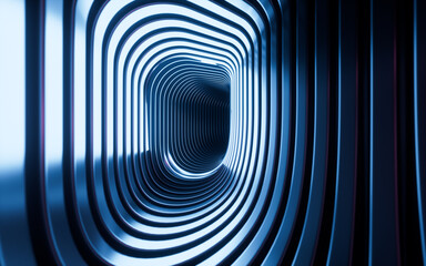 Abstract metallic abstract tunnel, 3d rendering.