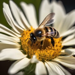 A close-up of a bee collecting pollen from a bright yellow sunflower3