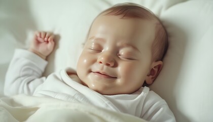  baby sleeping. Infant. smiling. cute.