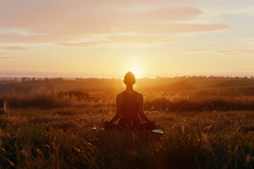 A serene yoga session under the glow of sunset, embracing peace