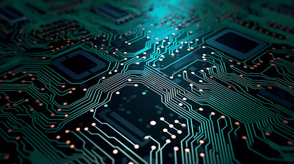 Circuit board background, digital technology future banner with circuit lines