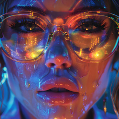 Cyberpunk Woman in Neon Glasses
