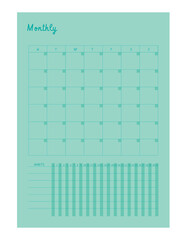 Monthly planner. Minimalist planner template set. Vector illustration.
