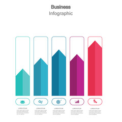 Business Infographic with five Strategic Steps