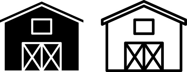 barn icon, sign, or symbol in glyph and line style isolated on transparent background. Vector illustration © mailvelous