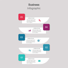Business Infographic with five Strategic Steps