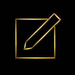 Edit text icon, golden metallic thin 3d lines, vector illustration collection.
