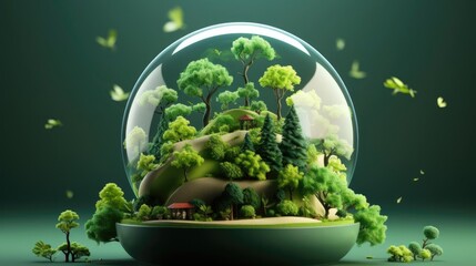 eco planet earth background with green plant ornaments